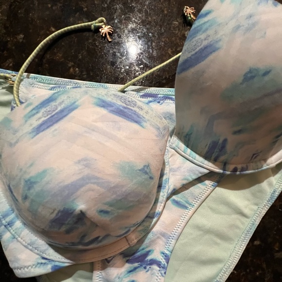 Victoria’s Secret Blue watercolor bandeau bikini set! - Picture 2 of 6
